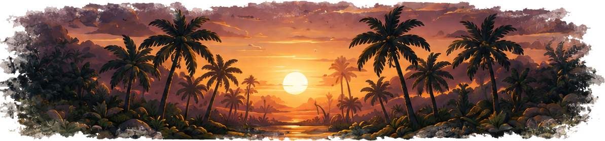 Sunset jungle scene